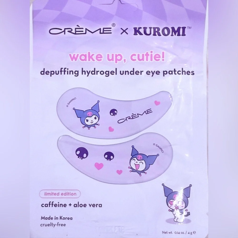 Kuromi Wake Up Cutie Eye Patches & Hello Kitty Lip Gloss Set of 12 shades! NWT